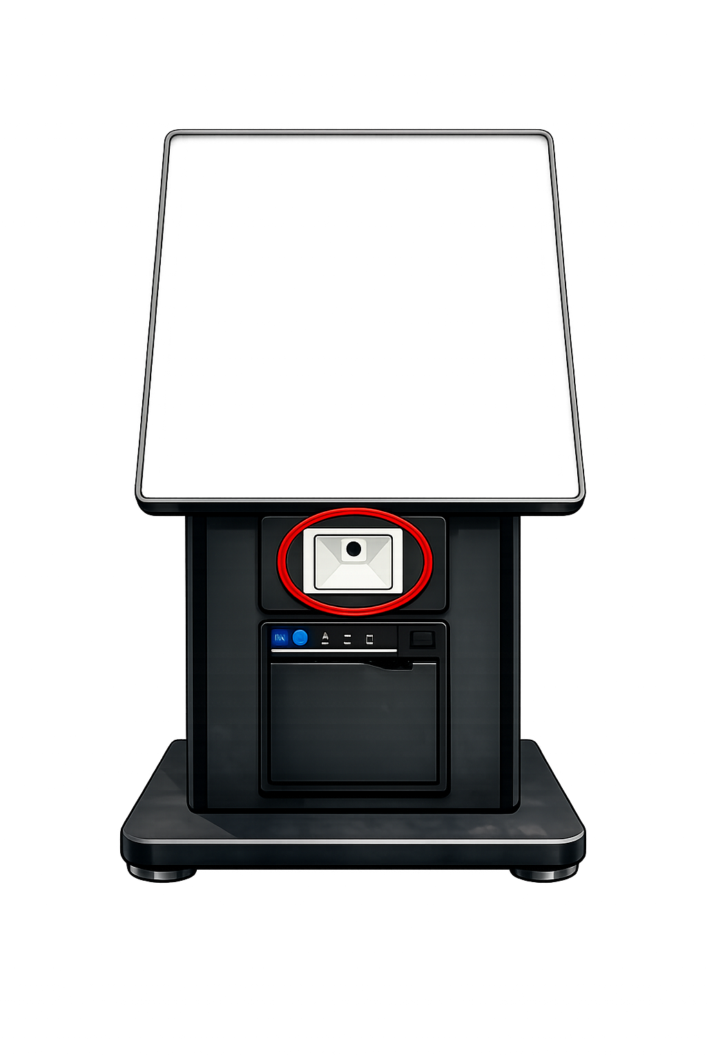 lector QR del kiosko para pago en efectivo